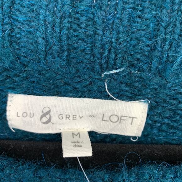Lou & Grey For Loft Tunic Sweater Womens Size Medium Teal Pink Gray Striped NEW - Picture 6 of 7